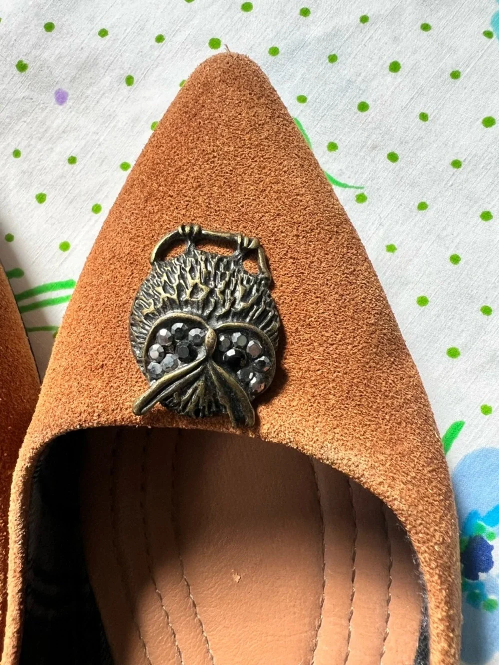 Brooks Brothers Suede Owl Pointed Toe Flats - 8
